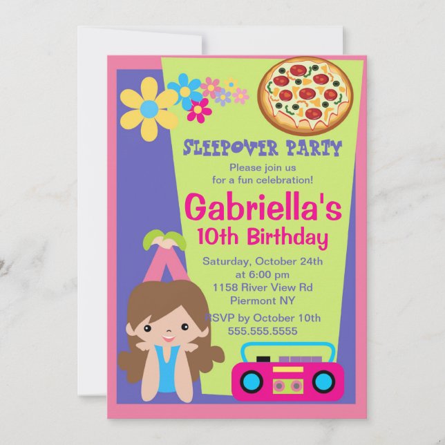 Slumber Party Fun Birthday Invitation (Front)