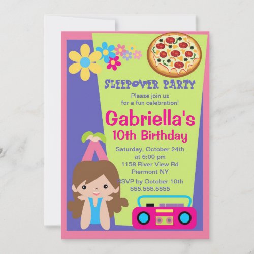 Slumber Party Fun Birthday Invitation