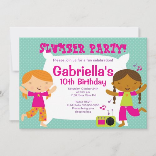 Slumber Party Fun Birthday Invitation