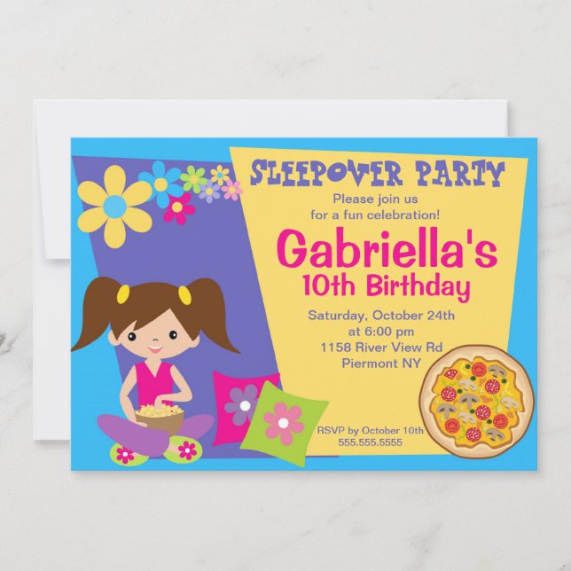 Slumber Party Fun Birthday Invitation (Front)