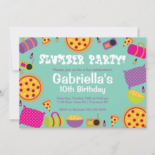 Slumber Party Fun Birthday Invitation