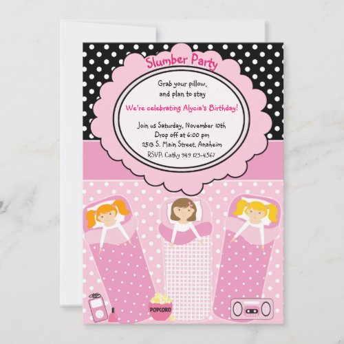Slumber Party Personalized Invitation