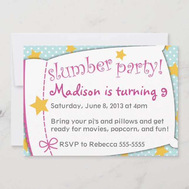 Slumber Party Invitation (Front)