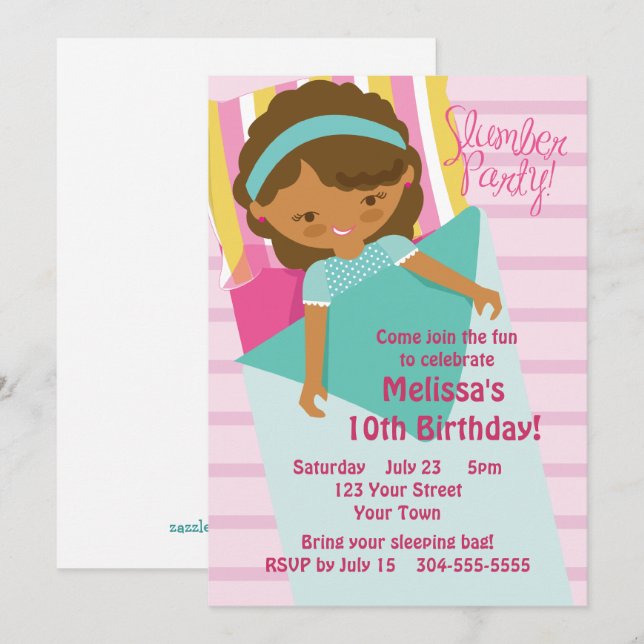 Slumber Party Invitation (Front/Back)