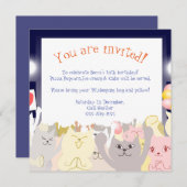 Slumber party Invitation Cats (Front/Back)