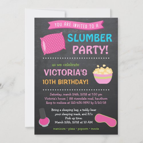 Slumber Party Invitation  Sleepover Invitation