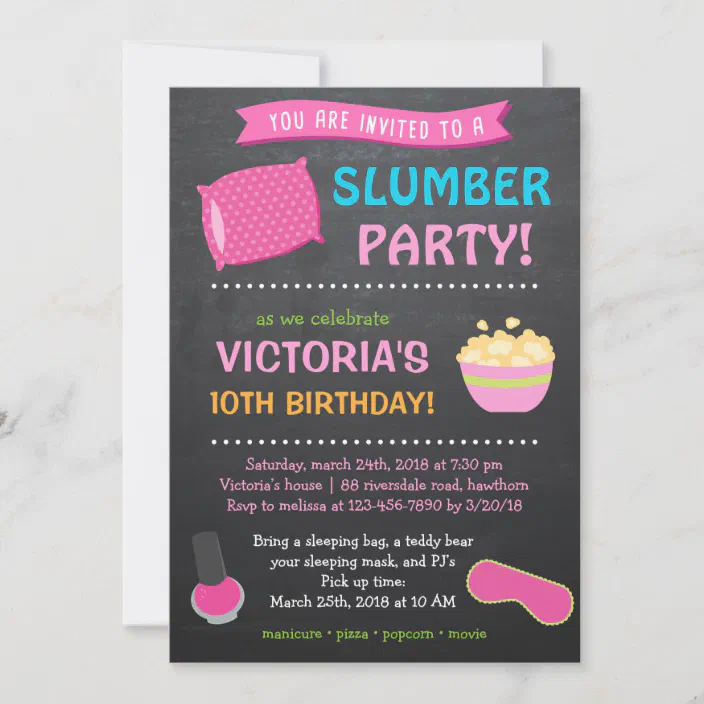 Girl Birthday Invitations Unicorn Party Invites Slumber Party Qty 20 Favors 
