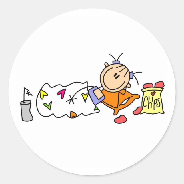 Slumber Party Joy Classic Round Sticker (Front)
