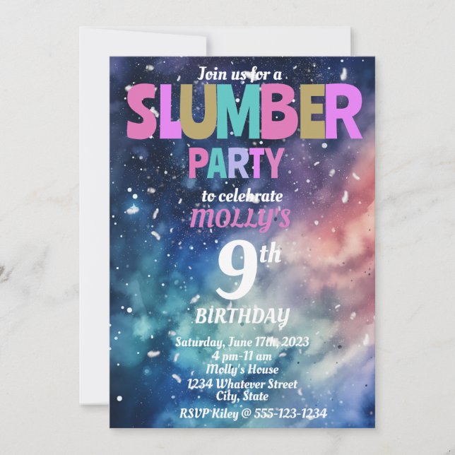 Slumber Party Kids Birthday Custom Invitation (Front)