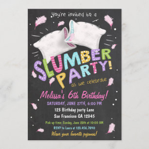 Slumber Party Pajamas Sleepover Invitation