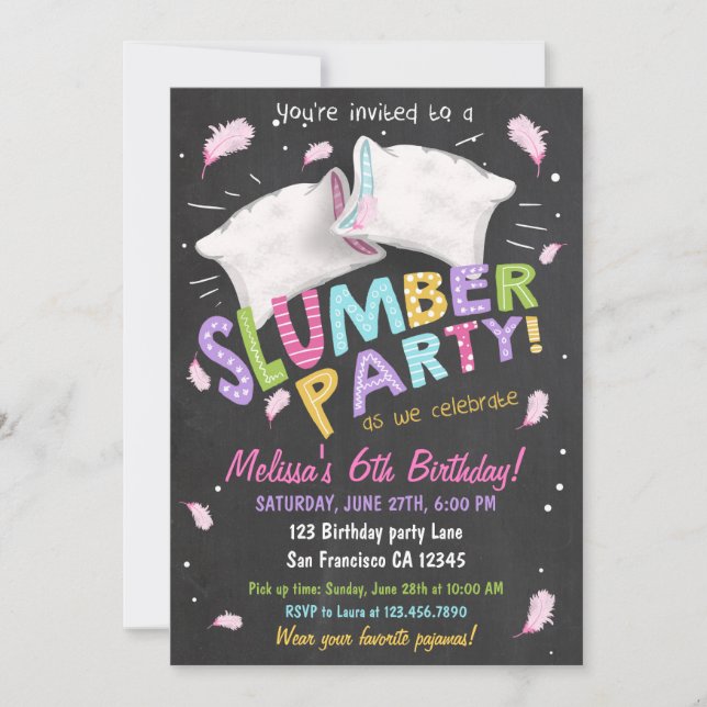 Slumber Party Pajamas Sleepover Invitation (Front)