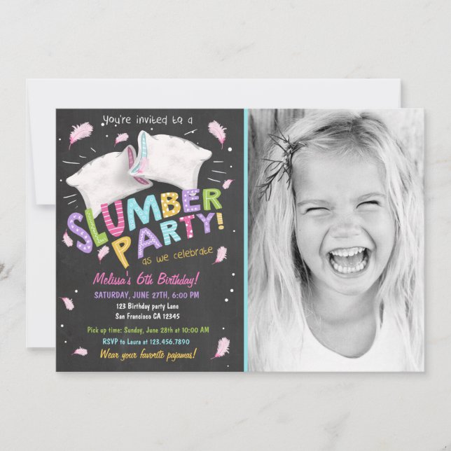 Slumber Party Pajamas Sleepover Invitation (Front)