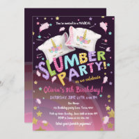 Slumber Party Pajamas Sleepover Magical Unicorn Invitation