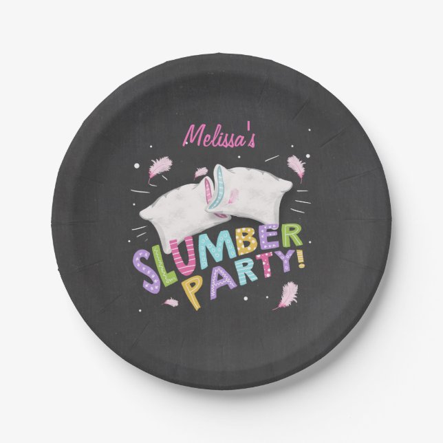Slumber Party Pajamas Sleepover Plates Pink (Front)