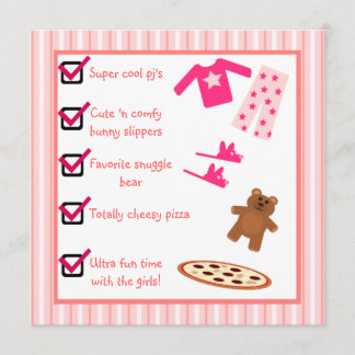 Slumber Party Pajamas Slippers Checklist Invitation