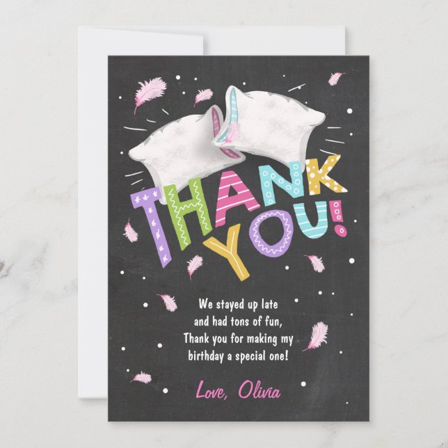 Slumber party Pajamas Thank You Card Sleepover (Front)
