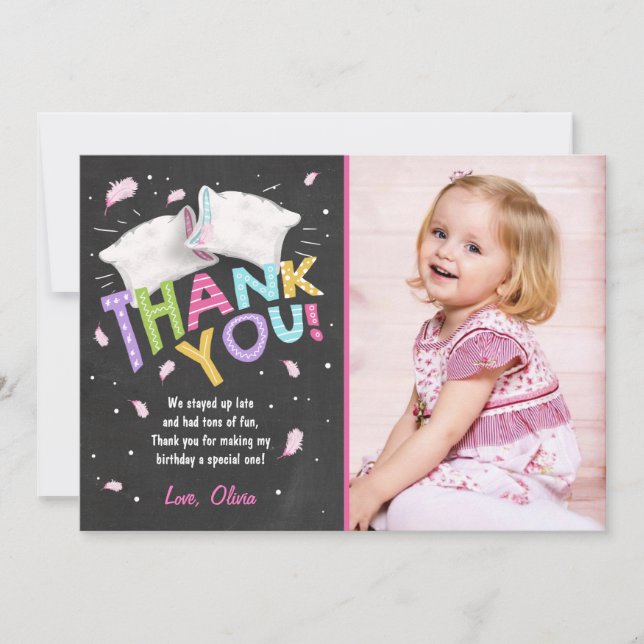 Slumber party Pajamas Thank You Card Sleepover (Front)