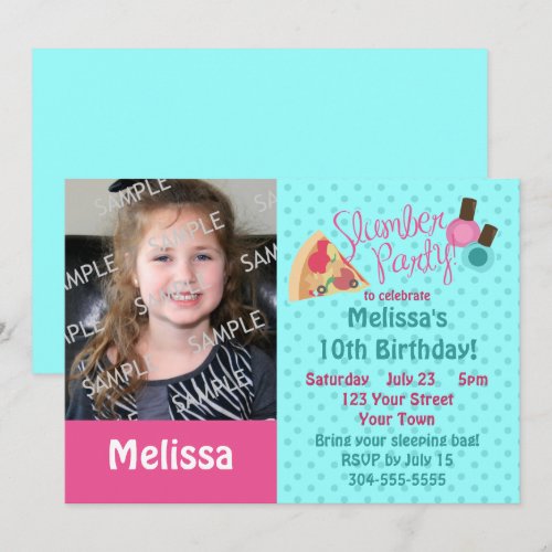 Slumber Party Photo Template Custom Invitation
