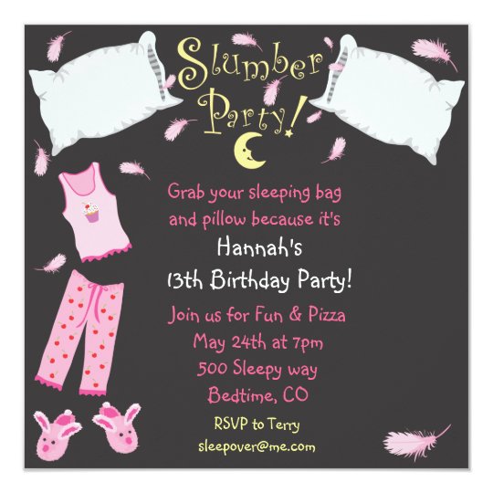 slumber party pillow fight birthday invitation zazzle com slumber party birthday invitations