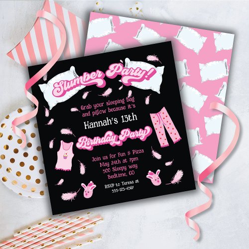 Slumber Party Pillow Fight Birthday Invitation
