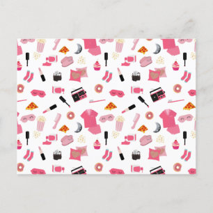 Slumber Party Pink Girl Kids Pattern Holiday Postcard