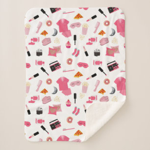 Slumber Party Pink Girl Kids Pattern Sherpa Blanket