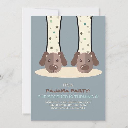 Slumber Party Puppy Slippers Invitation