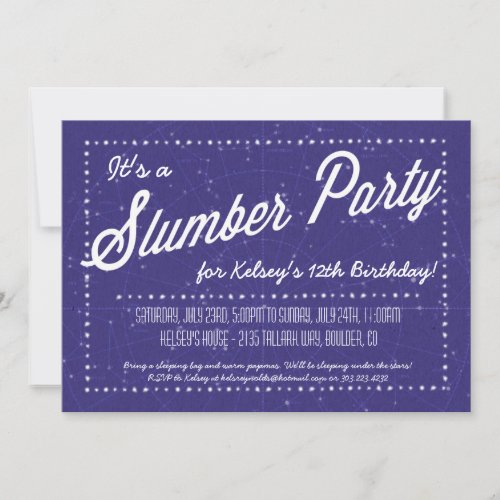 Slumber Party - Sleep Over Under the Stars Invite