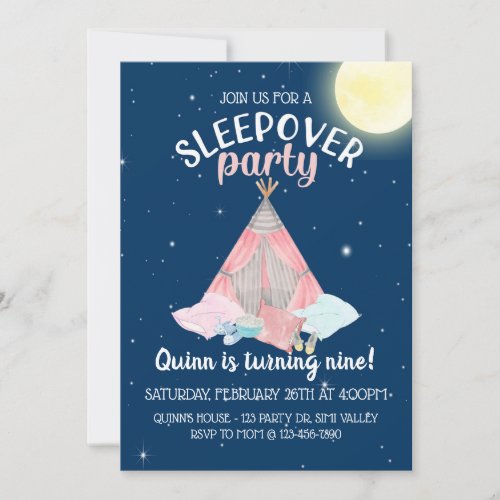 Slumber party Sleepover ANY AGEbirthday Invitation