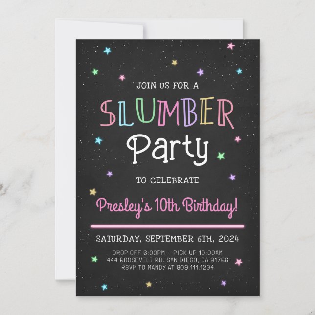 Slumber Party Sleepover Birthday Party Invitation (Front)