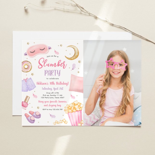 Slumber Party Sleepover Girl Spa Pink Birthday Inv Invitation (Creator Uploaded)