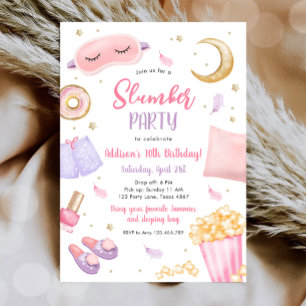 Slumber Party Sleepover Girl Spa Pink Birthday Invitation