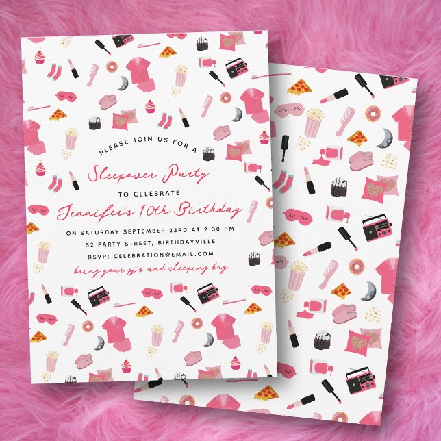 Slumber Party Sleepover Kids Birthday Party Invitation (Slumber Party Sleepover Kids Birthday Party Invitation)