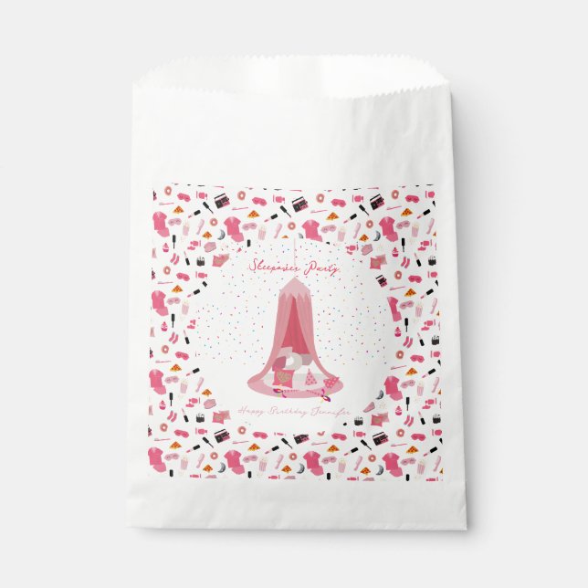 Slumber Party Sleepover Tent Kids Birthday Party Favor Bag (Front)