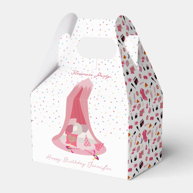 Slumber Party Sleepover Tent Kids Birthday Party Favor Boxes (Front Side)