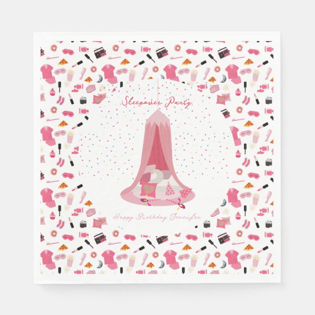 Slumber Party Sleepover Tent Kids Birthday Party Napkins (Front)