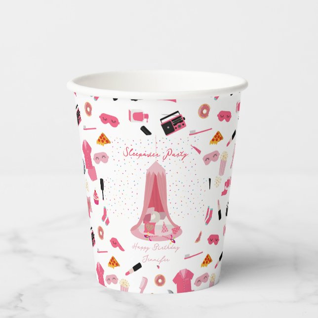 Slumber Party Sleepover Tent Kids Birthday Party Paper Cups (Front)