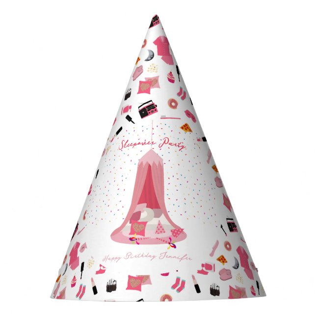 Slumber Party Sleepover Tent Kids Birthday Party Party Hat (Front)