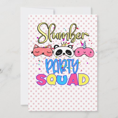 Slumber Party Squad Girls Pajamas Matching  Invitation