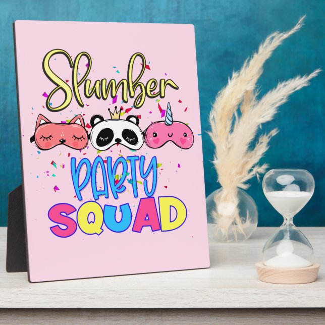 Slumber Party Squad Girls Pajamas Matching  Plaque (Side)