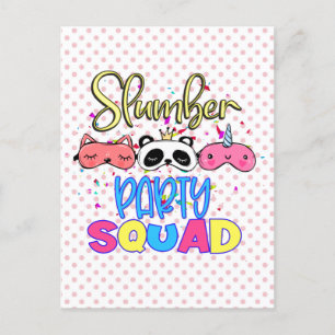 Slumber Party Squad Girls Pajamas Matching Postcard