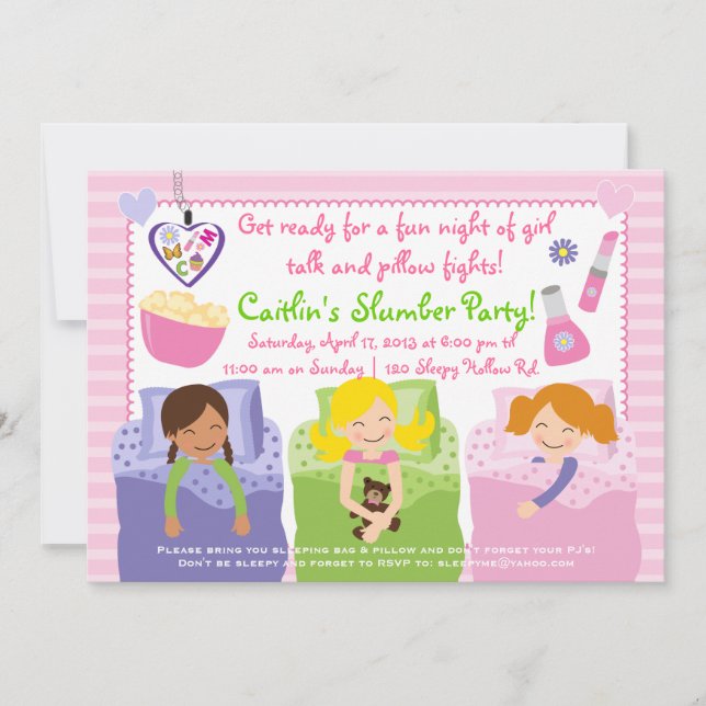 SLUMBER PARTY WITH MY FRIENDS! INVITATION (Front)