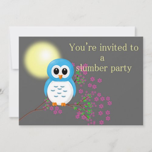 Slumber Party with Night Owl Custom Invitations