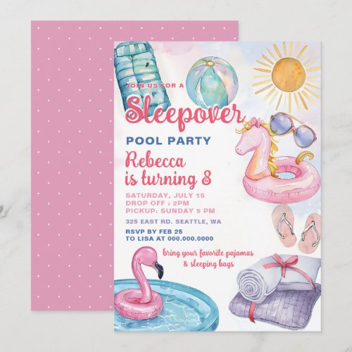 Slumber Pool Party Pink Girl Tween Teen Birthday 