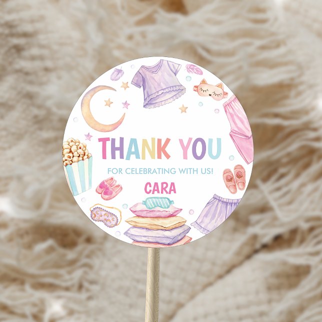 Slumber Sleep Over Birthday Party Classic Round Sticker (Creator Uploaded)