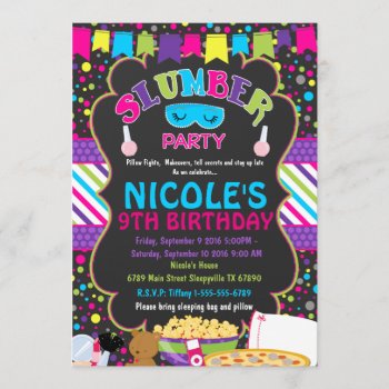 Slumber Sleepover Birthday Party  Invitation by TiffsSweetDesigns at Zazzle