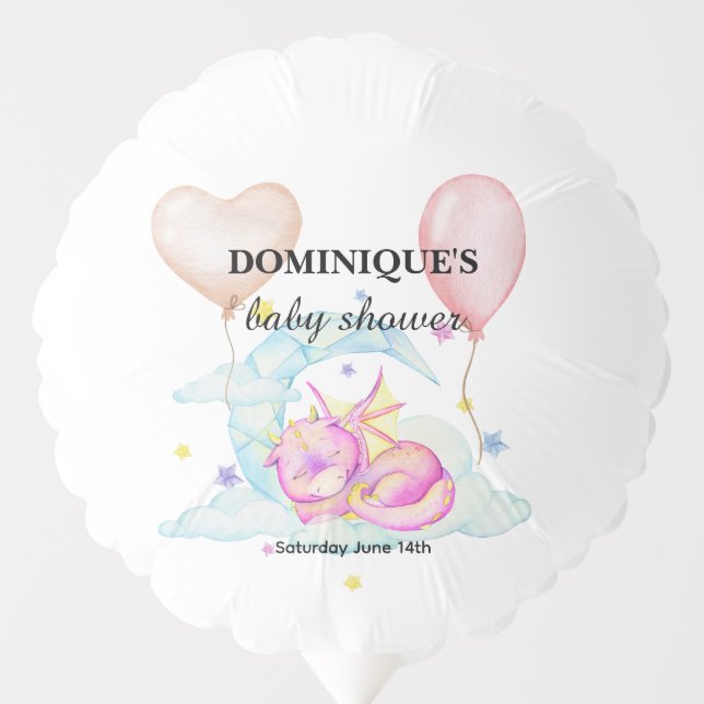 Slumbering Dragon Dreams - Baby Shower Balloon (Front)