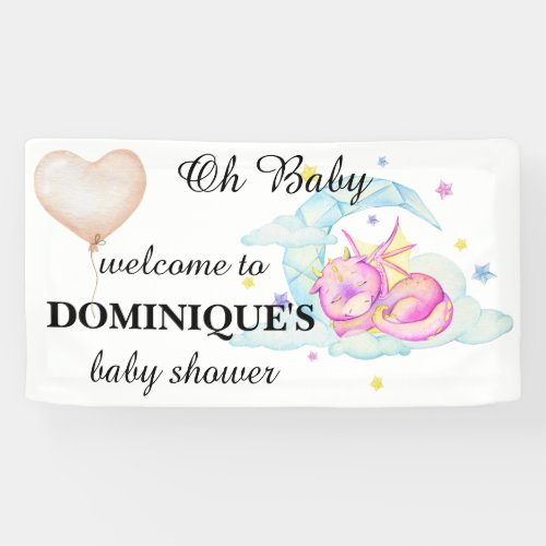 Slumbering Dragon Dreams _ Baby Shower Banner