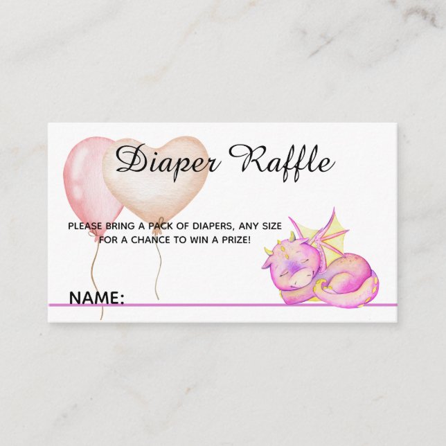 Slumbering Dragon Dreams - Baby Shower Enclosure Card (Front)