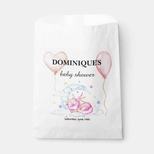 Slumbering Dragon Dreams - Baby Shower Favor Bags (Front)